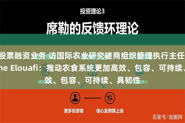 股票融资业务 访国际农业研究磋商组织管理执行主任Ismahane Elouafi：推动农食系统更加高效、包容、可持续、具韧性